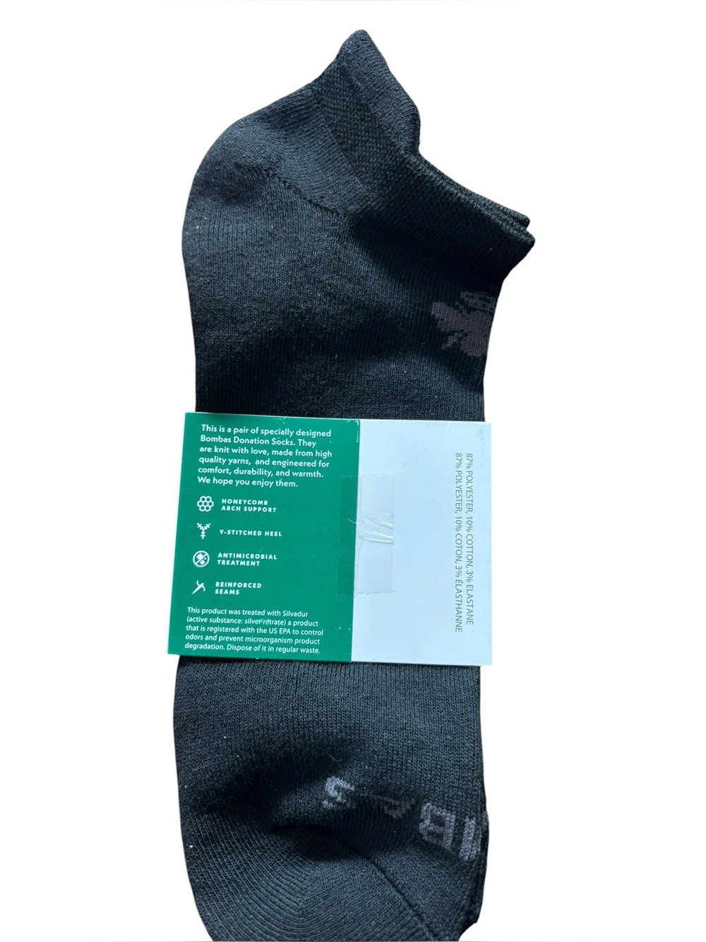 Bombas Unisex Low-Cut Ankle Socks - Black Size XL - Picture 4 of 4